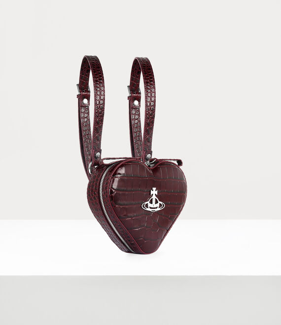 Vivienne Westwood Ella Heart Mini Backpack in BURGUNDY